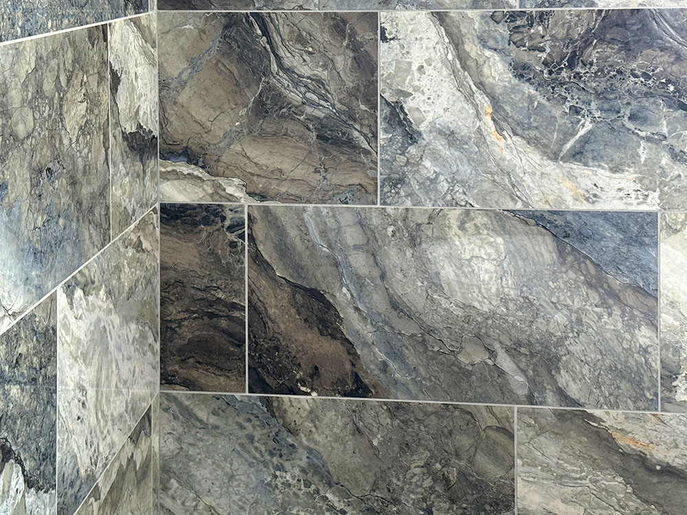 bathroom wall with Elysium Mystic Ocean 12x24 porcelain tile