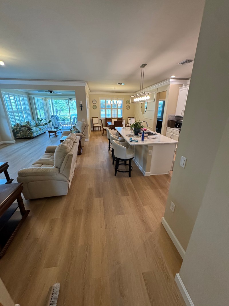 Wheat Oak COREtec Luxury Vinyl flooring in a great room